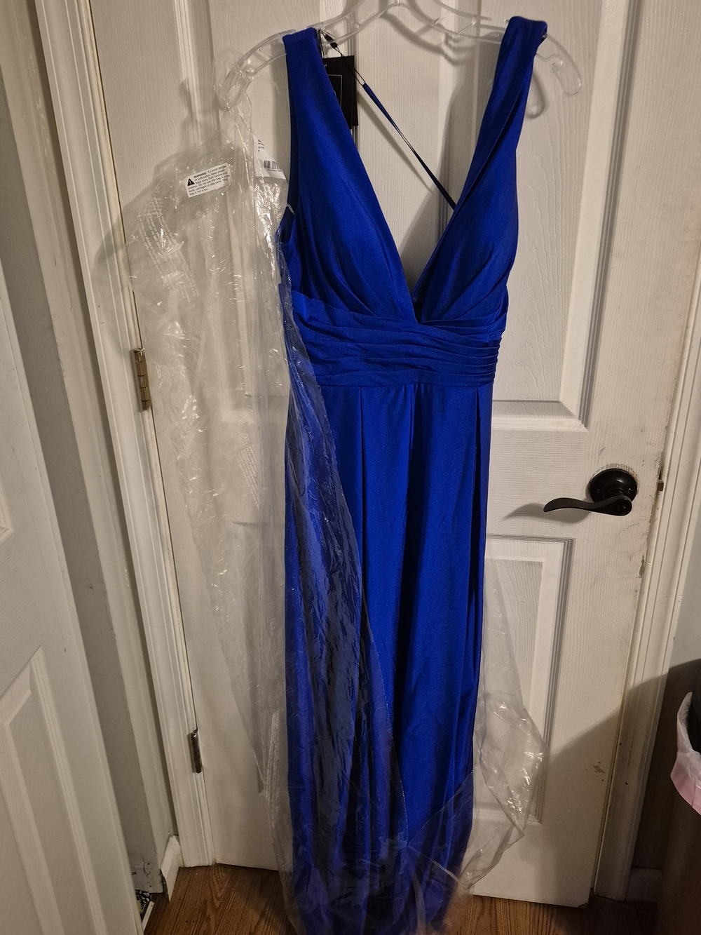 Mac Duggal Jersey Plunge Neck Evening Gown